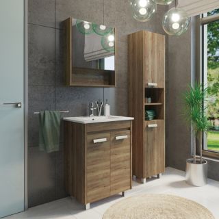 Зеркало-шкаф Comforty Марио-60 дуб темный