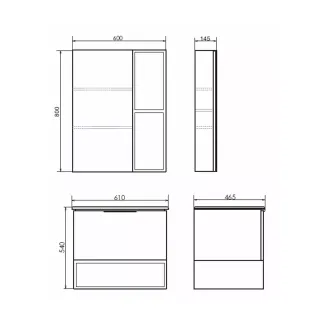 Зеркало-шкаф Comforty Франкфурт-60 бетон светлый, с LED подсветкой
