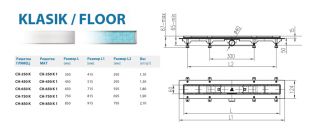 Душевой лоток Alpen Klasic/Floor CH-750K глянец с решеткой и опорами