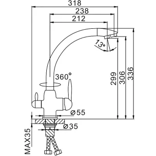 Смеситель для кухни Frap F4399-4 золото