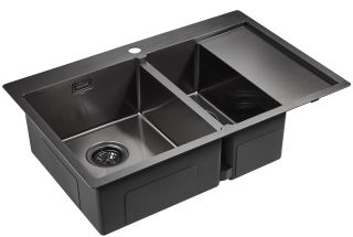 Мойка кухонная Paulmark Union PM537851-GML левая воронёная сталь