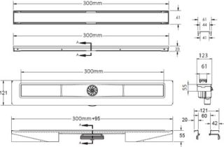 Душевой лоток Berges Wasserhaus B1 Keramik 090014 30 Матовый хром