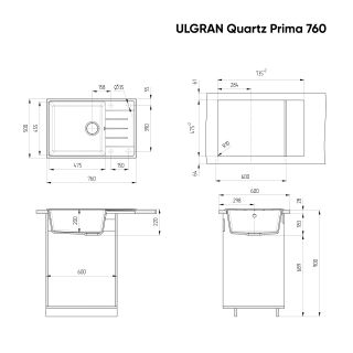 Кухонная мойка Ulgran Quartz Prima 760-10 песок