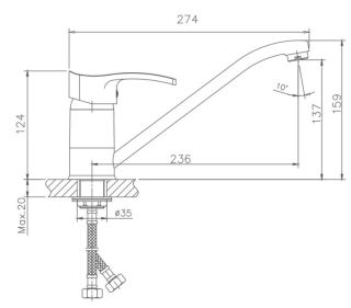 Смеситель для кухни Haiba HB4970 хром
