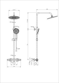 Душевая стойка Wonzon & Woghand Neo WW-B3045-A-BG с термостатом брашированное золото