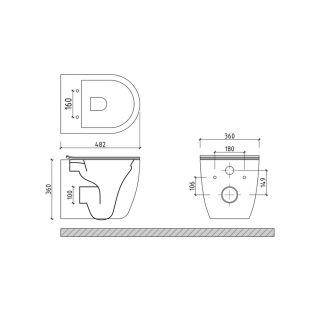 Унитаз подвесной Maretti Elena безободковый с микролифтом, EA10PBM67-844, белый
