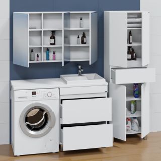 Тумба под раковину для стиральной машины СанТа Марс 700316 напольная 68см белый