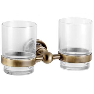 Стакан двойной с держателем Aquanet 189266 бронза