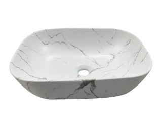Раковина накладная Ceruttispa CR8217MMW 50см белый мрамор матовый
