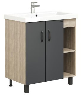 Напольная тумба под раковину Onika Тимбер 107057 70см серый матовый/дуб сонома