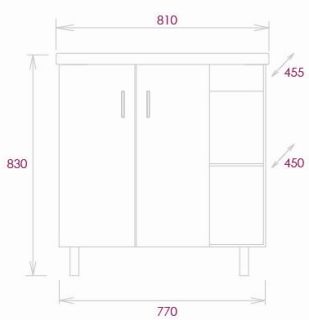 Напольная тумба под раковину Onika Тимбер 108045 правая 80см белый матовый/дуб сонома