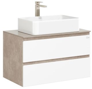 Подвесная тумба под раковину Onika Алеста 108054 80см белый/светлый камень