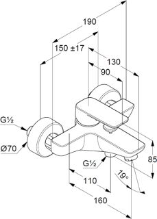 Смеситель для ванны и душа Kludi Pure&Style хром 406810575