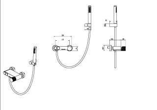 Смеситель для ванны и душа Boheme Stick Linea 123-GM.3 оружейная сталь