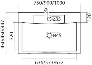 Раковина из искусственного мрамора Art&Max 90см AM-LAV-900-MR-FP