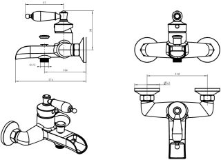 Смеситель для ванны Boheme Vogue Crystal золото 213-CRST