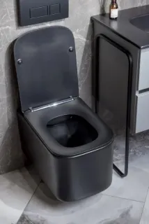 Подвесной унитаз Boheme Mane 970-SET-B безободковый чёрный матовый