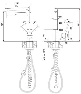 Смеситель для кухни Paulmark Kassel Ka214311-401TB антрацит