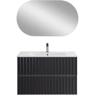 Тумба под раковину ArtMax Elegant AM-ELEGANT-900-2C-SO-GM-LED 90 см серый матовый