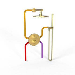 Душевой комплект Paini Cox 78PJSET26911THSH с термостатом матовое золото