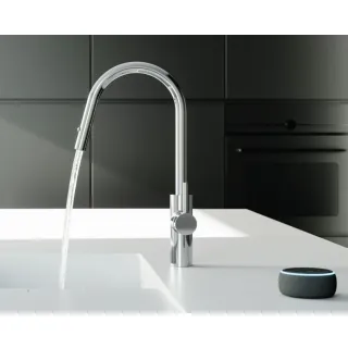 Смеситель для кухни Kludi E-Go Voice 423000577 электронный с выдвижным изливом хром