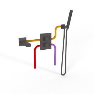 Душевой комплект Paini Grazia 21PZSET26911THBATH с термостатом чёрный матовый