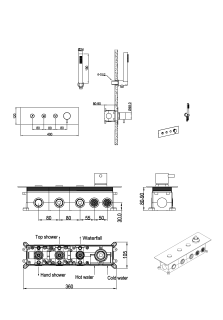 Встраиваемый смеситель для душа Boheme Fusion 130-SYS-MG с ручным душем золото матовое