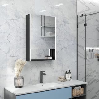 Зеркало-шкаф Reflexion Box Black 50 RF2419BL с подсветкой 50х80