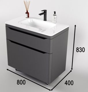 Тумба под раковину Style Line Марелла 80 Люкс Plus СС-00002403 серый матовый