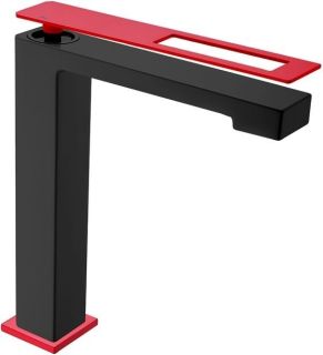 Смеситель для накладной раковины Boheme Q чёрный/красный 142-BR