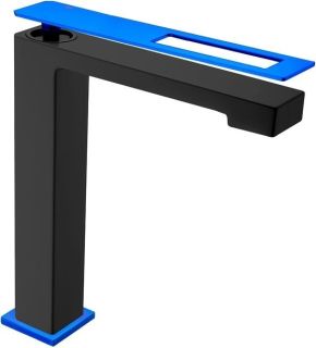 Смеситель для накладной раковины Boheme Q чёрный/синий 142-BUW
