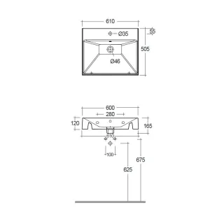 Раковина Kludi Resa 59WW6143 60 см белый