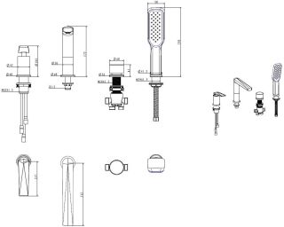 Смеситель на борт ванны Boheme Venturo белый/золото 380-W