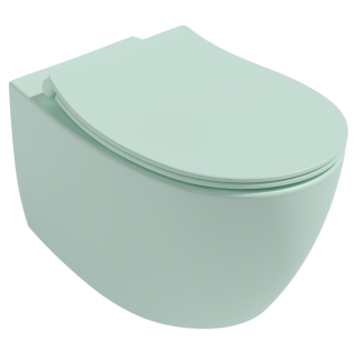 Подвесной унитаз Isvea Sentimenti Neo 10AR02010SV-2T безободковый крышка микролифт мятно-зелёный матовый