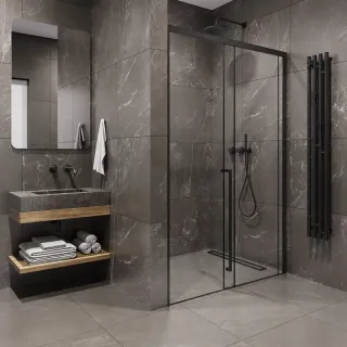 Душевая дверь в нишу Timo T59L 150 см левая чёрный