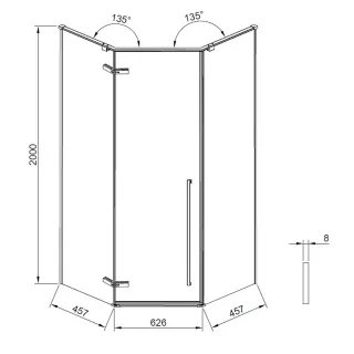 Душевой уголок Timo T68 90x90 см золото матовое