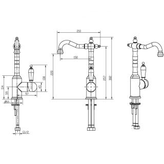 Смеситель для раковины Boheme Crystal золото 282-CRST