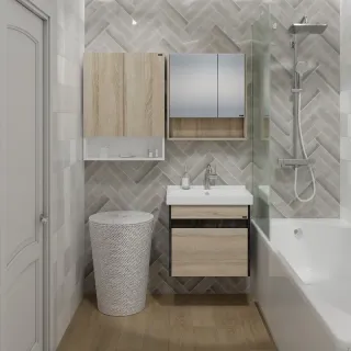 Шкаф Санта Мира 700471 над стиральной машиной 60 см разобранный янтарный/белый