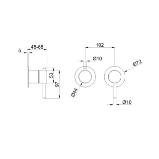 Внешняя часть смесителя на 3 потребителя WHITECROSS Y1243BL чёрный матовый