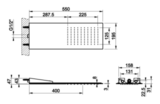 Верхний душ Gessi Tre Millimetri 33061.706 20 см чёрный