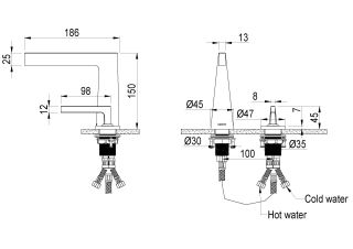 Смеситель для раковины Boheme  Duo Boheme 2х-позиционный SHINE GUN METAL графит глянцевый