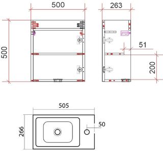 Подвесная тумба под раковину Art&Max Family 50см цемент Family-500-1D-SO-CV