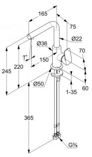 Смеситель для раковины Kludi Pure&Style чёрный матовый 400243975