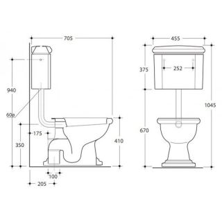 Труба для низкого бачка Kerasan 757190 хром