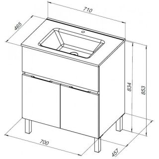Тумба под раковину Aquanet Алвита New 303900 70 см антрацит