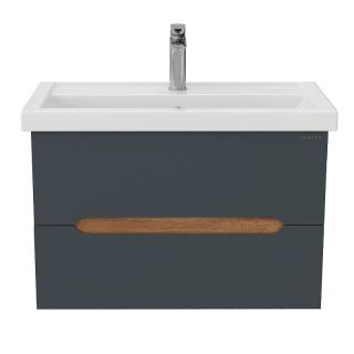 Тумба под раковину подвесная Onika Айленд 108064 80 см графит/дуб крафт золотой