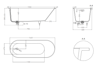 Ванна из искусственного камня Salini Ornella Kit S-Sense 102411M 170x75см белый матовый