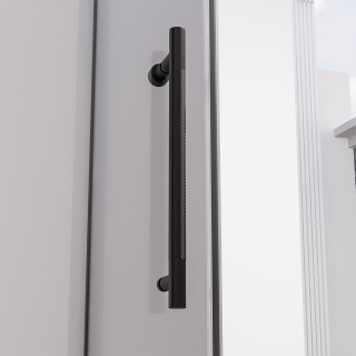 Душевая дверь распашная Veconi Premium Alassio B, 1500х2000, черный матовый, стекло прозрачное осветленное