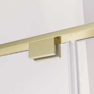 Душевая дверь распашная Veconi Premium Alassio G, 1500х2000, брашированное золото, стекло прозрачное осветленное