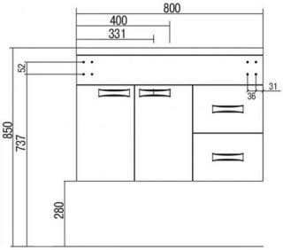 Тумба под раковину Акватон Диор 80см белый 1A167801DR010